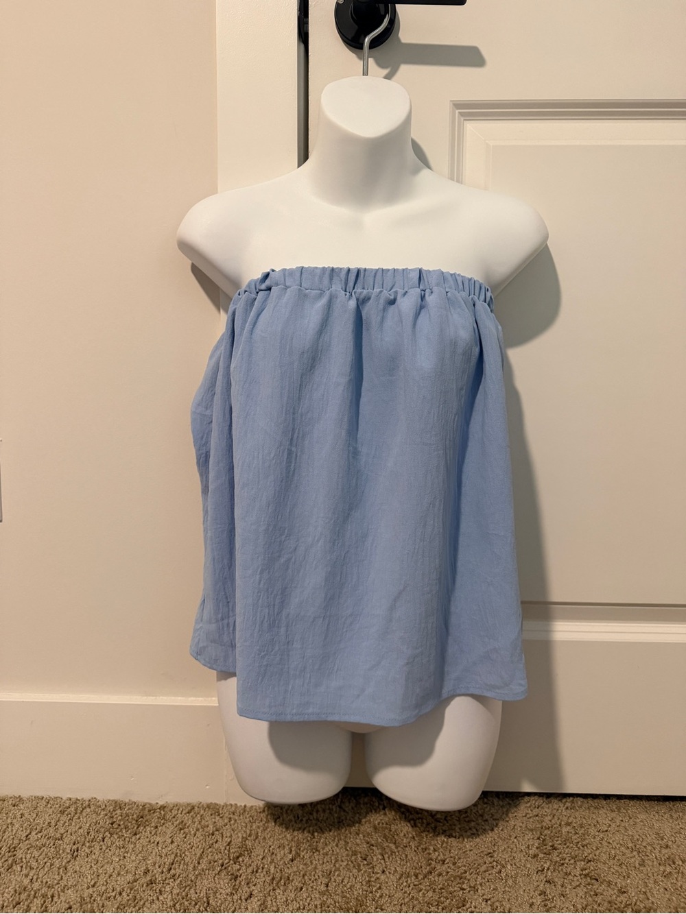 Cherish Powder Blue Off-Shoulder Crop Blouse